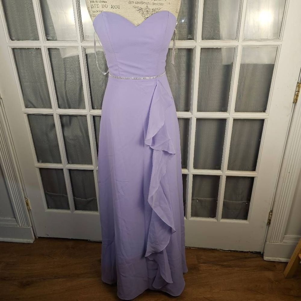 NWT Christina Wu Celebration‎ Womens Lilac Chiffon Full Lenth Dress 4